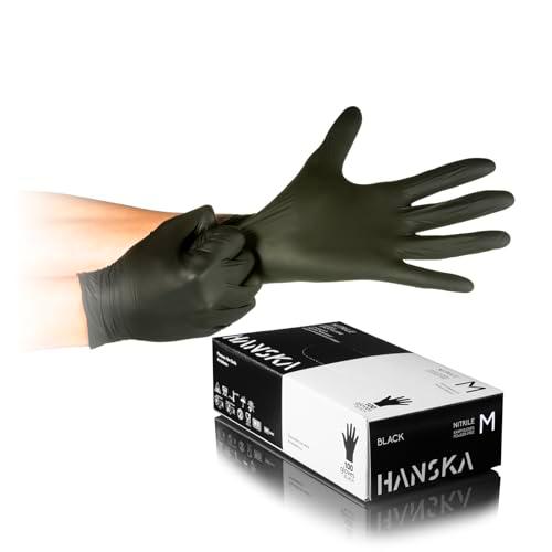 HANSKA Guantes desechables de nitrilo negros, sin polvo