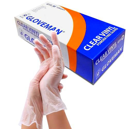 K-MART Gloveman - Guantes de vinilo transparente (caja de 100) (100 unidades)