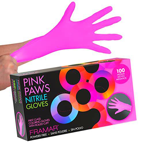 FRAMAR Guantes Nitrilo Rosa Medianos - Guantes Desechables Medianos