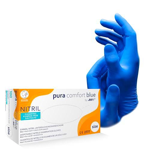 AMPri Guantes de nitrilo azul, 100 unidades/caja, talla L