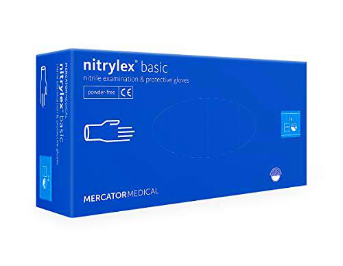 Nitrylex Guantes Desechables, Guantes de Nitrilo, 100 unidades, Azul, S