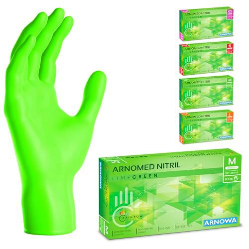 ARNOMED Guantes nitrilo talla M, verdes, guantes de nitrilo