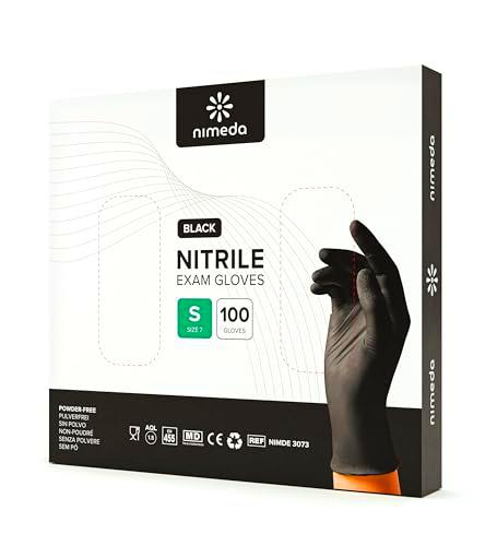 Kemes Guantes de nitrilo negros, pequeños, 100 unidades