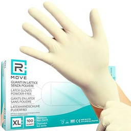 100 guantes de látex desechables 5,7 g sin polvo, alta sensibilidad tanto al tacto como a la palma