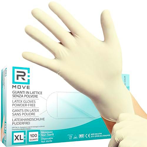 100 guantes de látex desechables 5,7 g sin polvo, alta sensibilidad tanto al tacto como a la palma