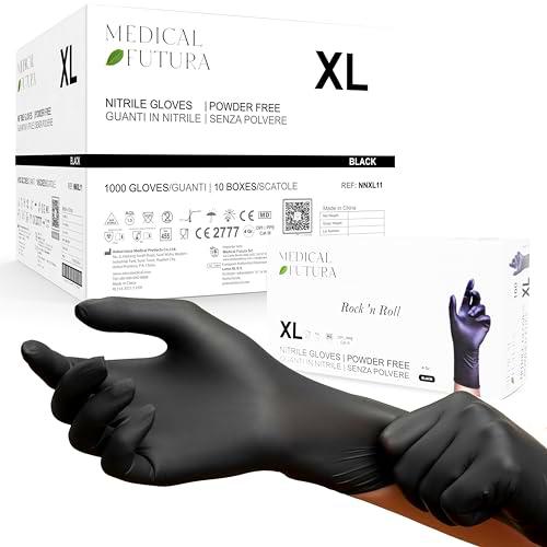 Medical Futura - 1000 Guantes de Nitrilo Desechables XL Negros