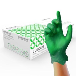 UNIGLOVES Verde suave sin polvo vinilo guantes desechables