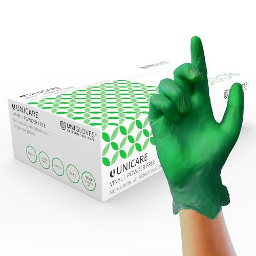 UNIGLOVES Verde suave sin polvo vinilo guantes desechables