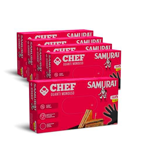 Samurai Chef Guantes negros para alimentos de nitrilo desechables (100 unidades