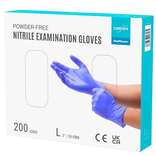 EUROPAPA® 200 Guantes De Nitrilo Desechables Que Cumplen Las Normas EN455 EN374