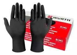 Wurth Guantes de Nitrilo Desechables, Sin Polvo, Negro