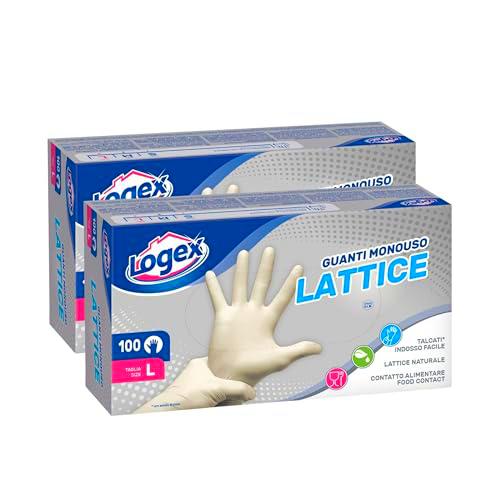 Logex Guantes de látex natural para trabajos domésticos (100 unidades de talla grande) desechables