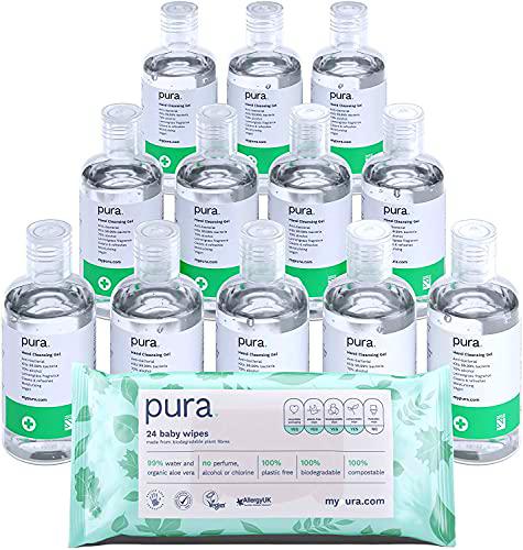 Pura HS-12 - Gel Desinfectante para Manos (Paquete de 12 Botellas 100 ml) Antibacteriano