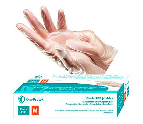 OneProtek Guantes desechables de TPE Transparente sin látex