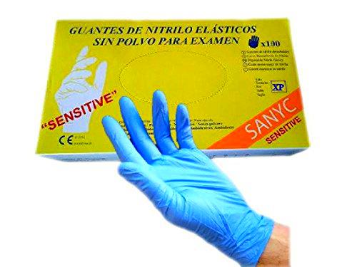 SANYC Guantes Nitrilo Sensitive Sin Polvo 100 Unidades Talla XP Azul