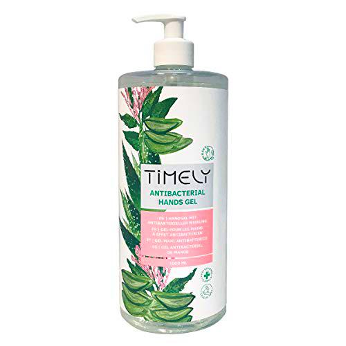 Timely - Gel de manos antibacteriano con aloe, tamaño de viaje, 1000 ml