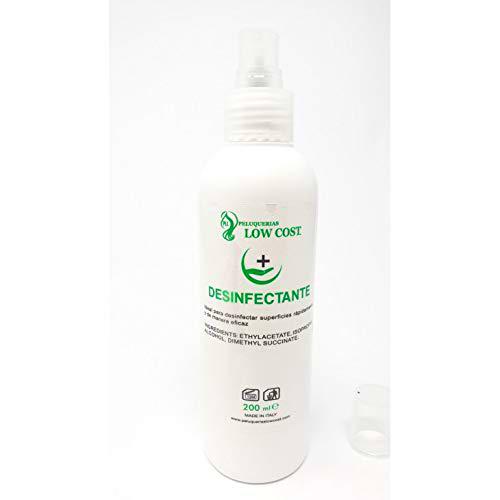 PLC PELUQUERIAS LOW COST Desinfectante de manos y superficies 200 ml (Mejor textura que el gel hidroalcohólico)