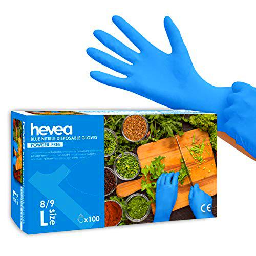 Hevea Guantes Desechables de Nitrilo, sin Polvo, 1 x 100