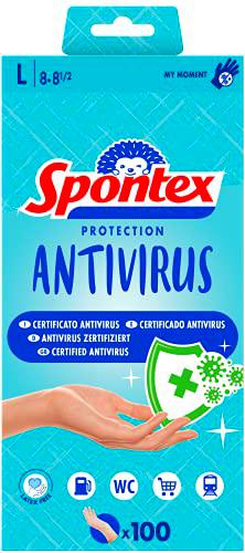 Spontex Protección Antivirus x100 - Guantes desechables de vinilo