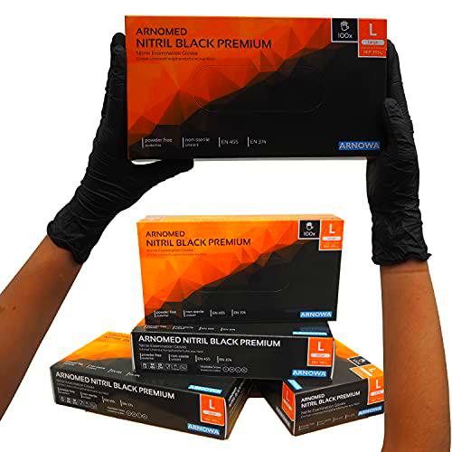 Guantes desechables ARNOMED negros, guantes desechables L