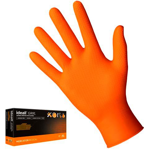 Mercator Medical Guantes de nitrilo naranja | M - XL | Ideall Grip + naranja Guantes de protección desechables