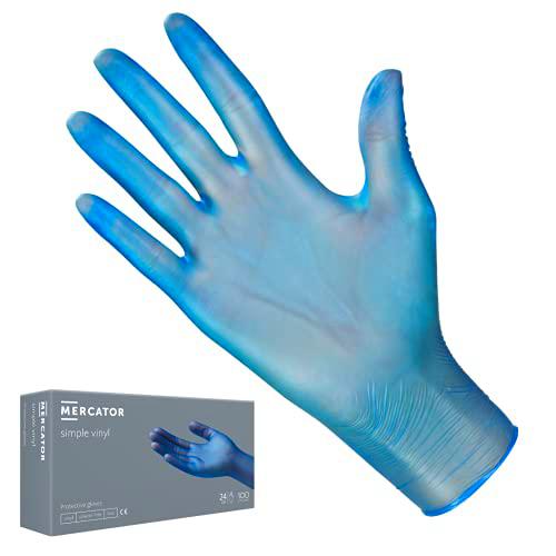 Mercator - Guantes de vinilo desechables (100 unidades, tallas XS