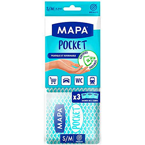 Mapa Pocket x 18 - Guantes desechables de vinilo sin polvo y sin látex