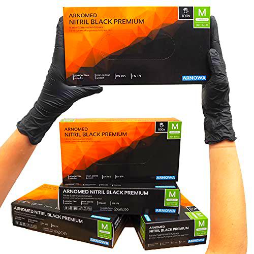 Guantes desechables ARNOMED negros, guantes de nitrilo M