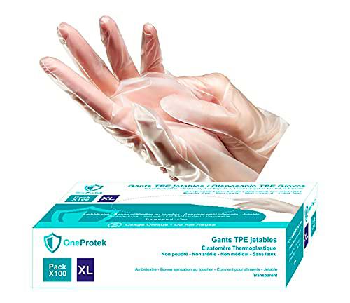 OneProtek 500 Guantes desechables de TPE Transparente sin látex