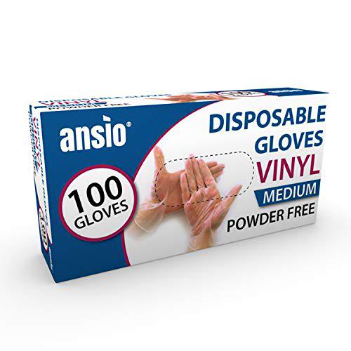 ANSIO Guantes de Vinilo Desechables, guantes desechables paquete de 100