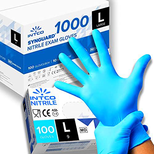 1000 guantes de nitrilo L sin polvo, sin látex, hipoalergénicos