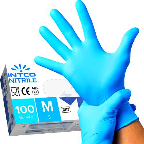 100 guantes de nitrilo M sin polvo, sin látex, hipoalergénicos