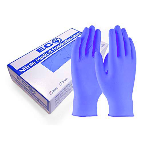 Eco Medi-Glove Guantes de nitrilo sin polvo - Pack de 100 guantes ambidiestros desechables para examen médico (Grosor: 3,4 g