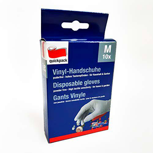 Guantes desechables de vinilo, talla M, 10 unidades